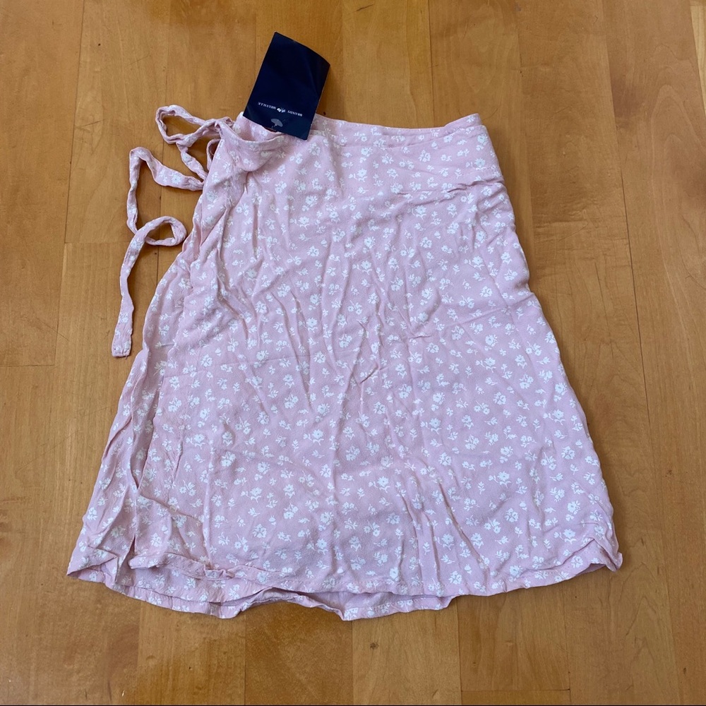 Brandy Melville Pink Floral Genevieve Wrap Skirt